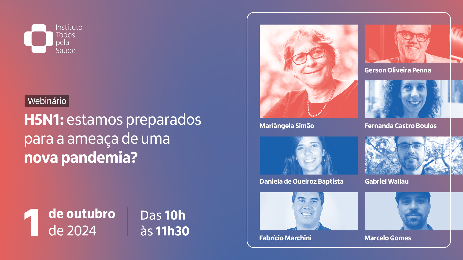 Instituto Todos pela Saúde promove webinário H5N1: estamos preparados para a ameaça de uma nova pandemia?